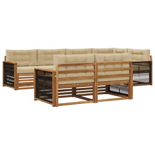Комплект дивани за открито 7 pcs Натурален и Бежов