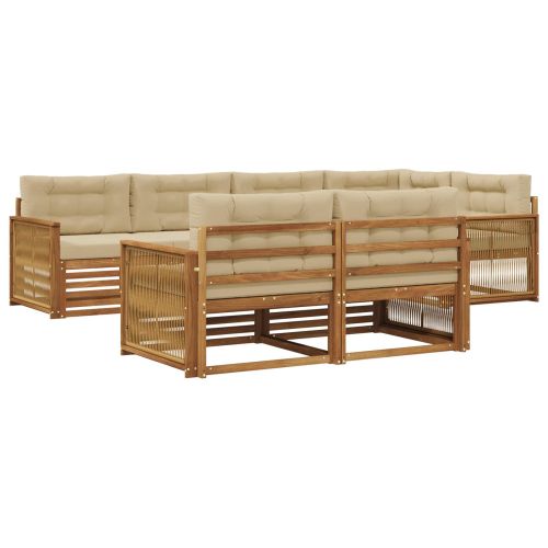 Комплект дивани за открито 7 pcs Натурален и Бежов