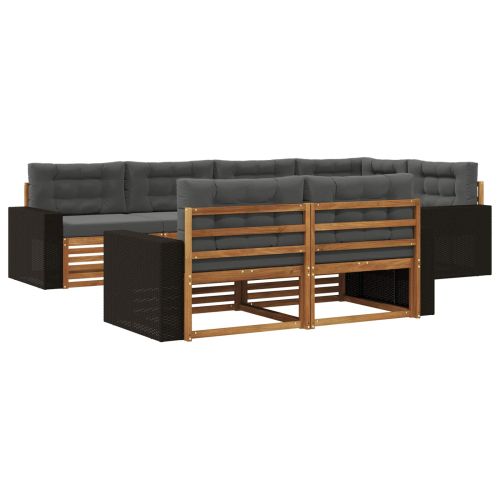 Комплект дивани за открито 7 pcs Натурален и Антрацит