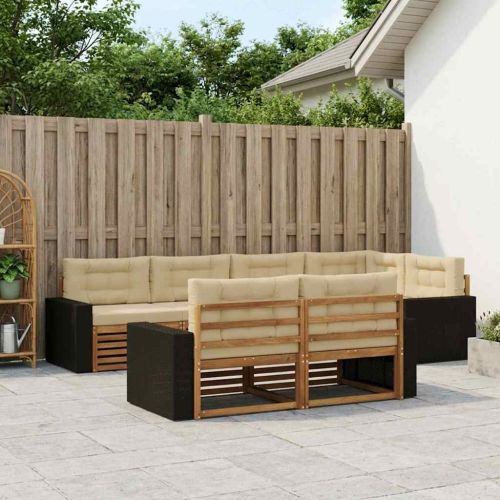 Комплект дивани за открито 7 pcs Натурален и Бежов