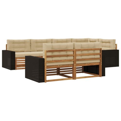 Комплект дивани за открито 7 pcs Натурален и Бежов