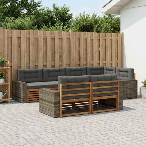 Комплект дивани за открито 7 pcs Натурален и Антрацит