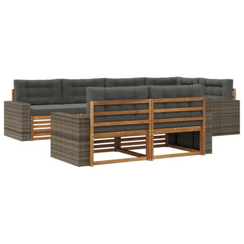 Комплект дивани за открито 7 pcs Натурален и Антрацит