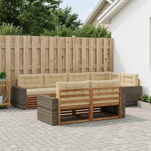 Комплект дивани за открито 7 pcs Натурален и Бежов