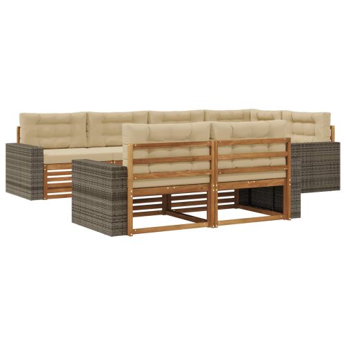 Комплект дивани за открито 7 pcs Натурален и Бежов