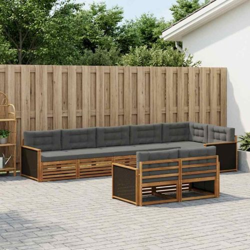 Комплект дивани за открито 8 pcs Натурален и Антрацит