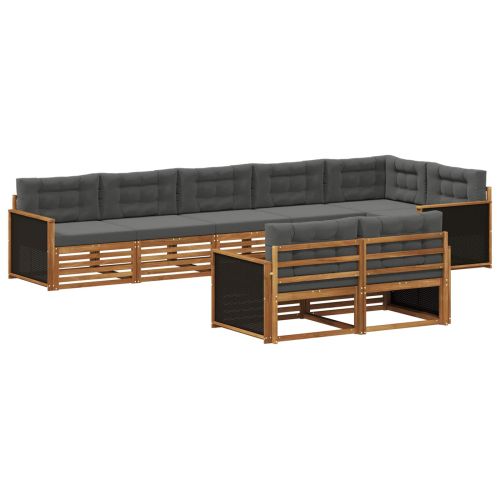 Комплект дивани за открито 8 pcs Натурален и Антрацит