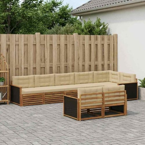 Комплект дивани за открито 8 pcs Натурален и Бежов