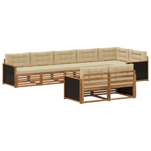 Комплект дивани за открито 8 pcs Натурален и Бежов