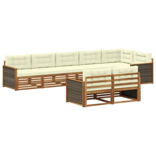 Комплект дивани за открито 8 pcs Натурален и Крема