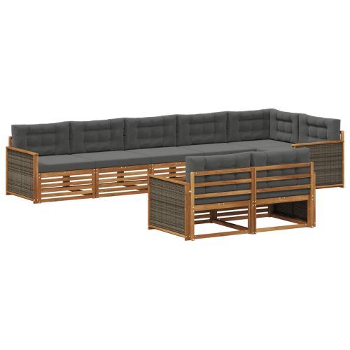 Комплект дивани за открито 8 pcs Натурален и Антрацит