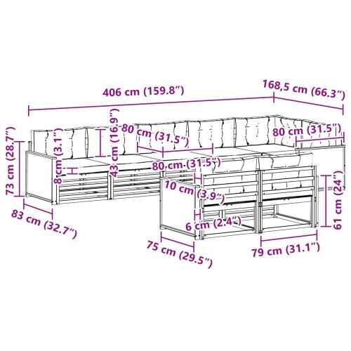 Комплект дивани за открито 8 pcs Натурален и Бежов