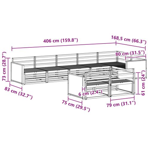 Комплект дивани за открито 8 pcs Натурално