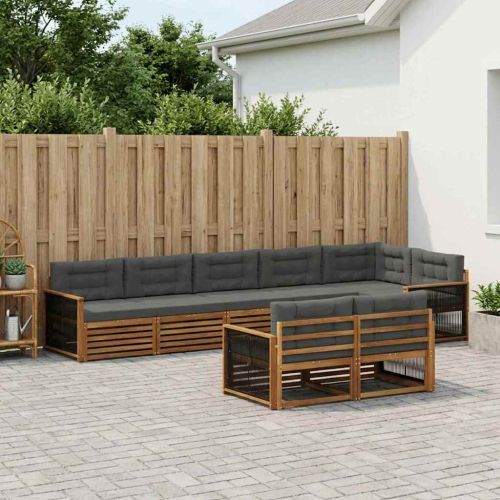 Комплект дивани за открито 8 pcs Натурален и Антрацит