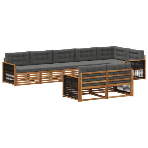 Комплект дивани за открито 8 pcs Натурален и Антрацит