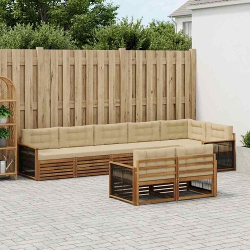 Комплект дивани за открито 8 pcs Натурален и Бежов