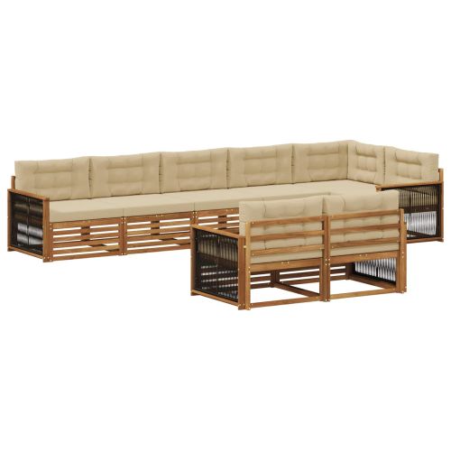 Комплект дивани за открито 8 pcs Натурален и Бежов