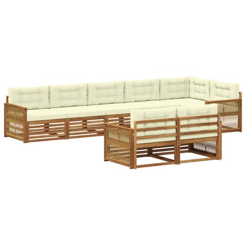 Комплект дивани за открито 8 pcs Натурален и Крема