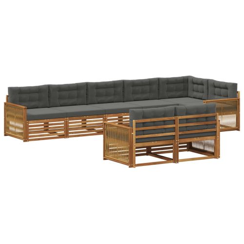 Комплект дивани за открито 8 pcs Натурален и Антрацит