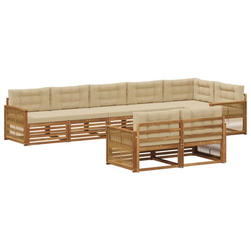 Комплект дивани за открито 8 pcs Натурален и Бежов