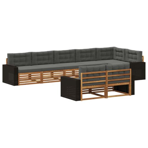 Комплект дивани за открито 8 pcs Натурален и Антрацит