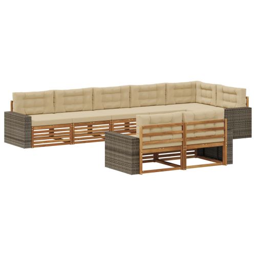 Комплект дивани за открито 8 pcs Натурален и Бежов