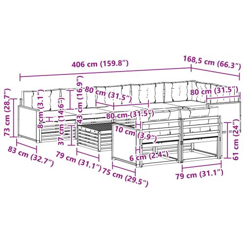 Комплект дивани за открито с възглавница 9 pcs