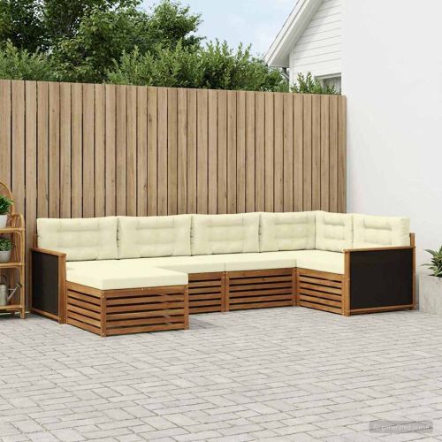 Комплект дивани за открито 6 pcs Натурален и Крема