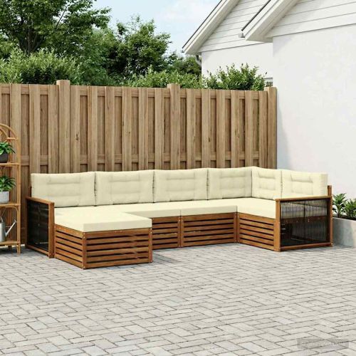 Комплект дивани за открито 6 pcs Натурален и Крема