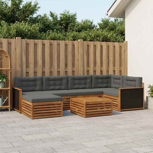 Комплект дивани за открито 7 pcs Натурален и Антрацит