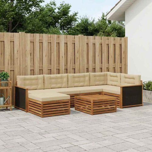 Комплект дивани за открито 7 pcs Натурален и Бежов