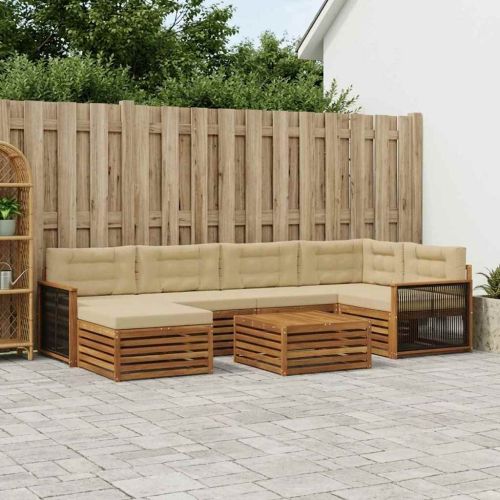 Комплект дивани за открито 7 pcs Натурален и Бежов