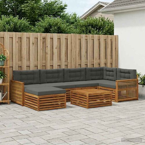 Комплект дивани за открито 7 pcs Натурален и Антрацит
