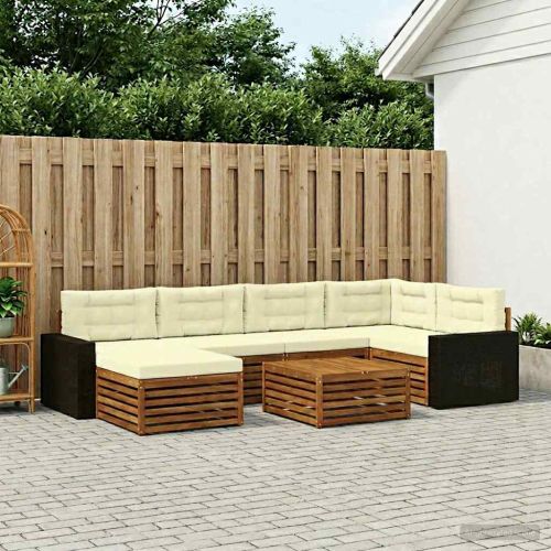 Комплект дивани за открито 7 pcs Натурален и Крема