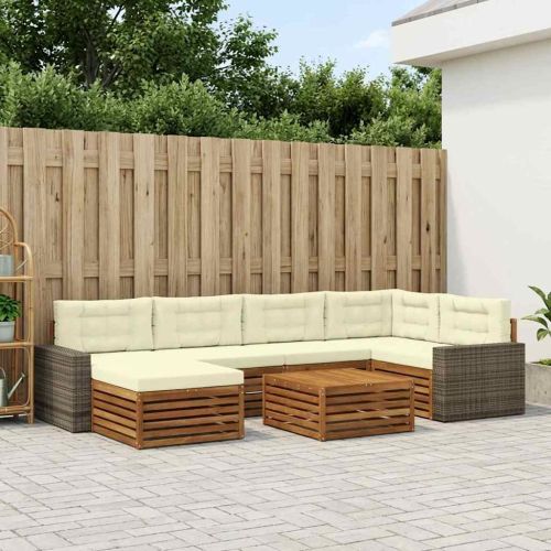 Комплект дивани за открито 7 pcs Натурален и Крема
