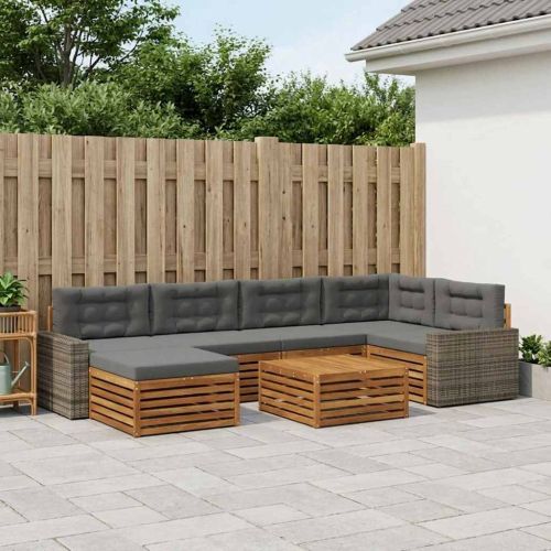 Комплект дивани за открито 7 pcs Натурален и Антрацит