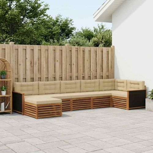 Комплект дивани за открито 7 pcs Натурален и Бежов