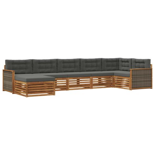 Комплект дивани за открито 7 pcs Натурален и Антрацит