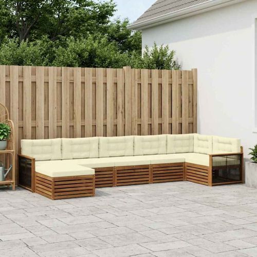 Комплект дивани за открито 7 pcs Натурален и Крема
