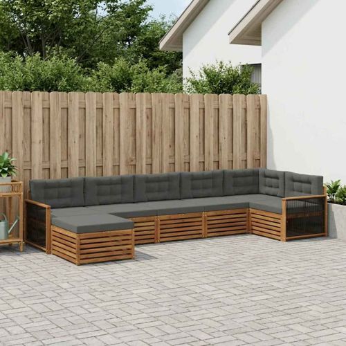 Комплект дивани за открито 7 pcs Натурален и Антрацит
