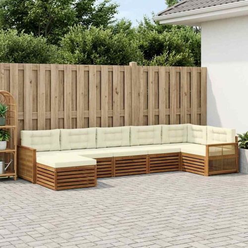 Комплект дивани за открито 7 pcs Натурален и Крема