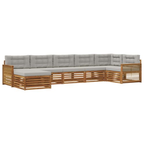 Комплект дивани за открито 7 pcs Натурално и светлосиво