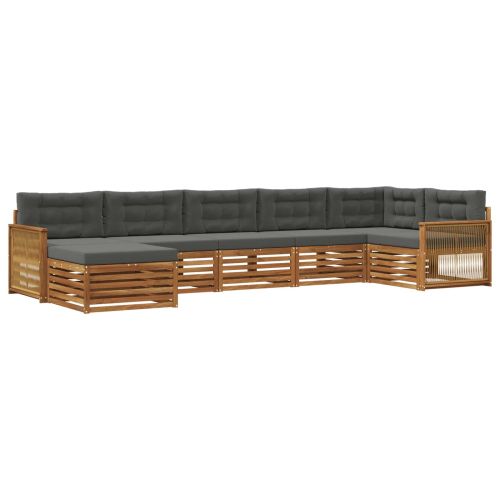 Комплект дивани за открито 7 pcs Натурален и Антрацит