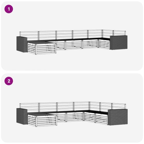 Комплект дивани за открито 7 pcs Натурално