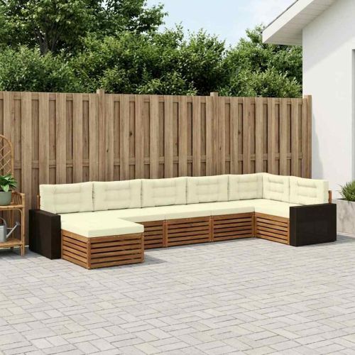 Комплект дивани за открито 7 pcs Натурален и Крема