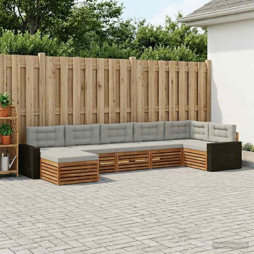 Комплект дивани за открито 7 pcs Натурално и светлосиво