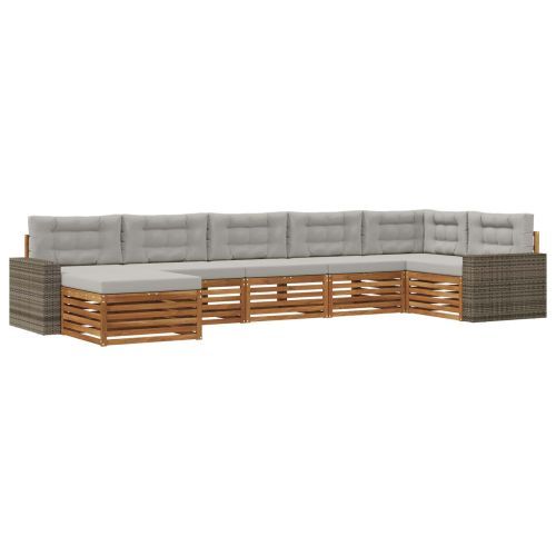 Комплект дивани за открито 7 pcs Натурално и светлосиво