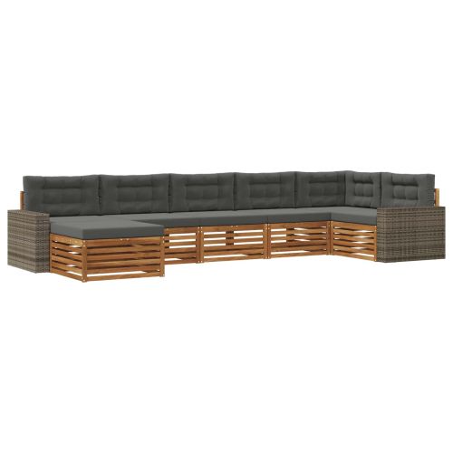 Комплект дивани за открито 7 pcs Натурален и Антрацит