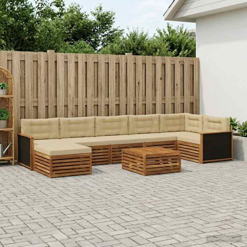 Комплект дивани за открито 8 pcs Натурален и Бежов