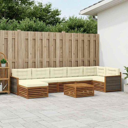 Комплект дивани за открито 8 pcs Натурален и Крема